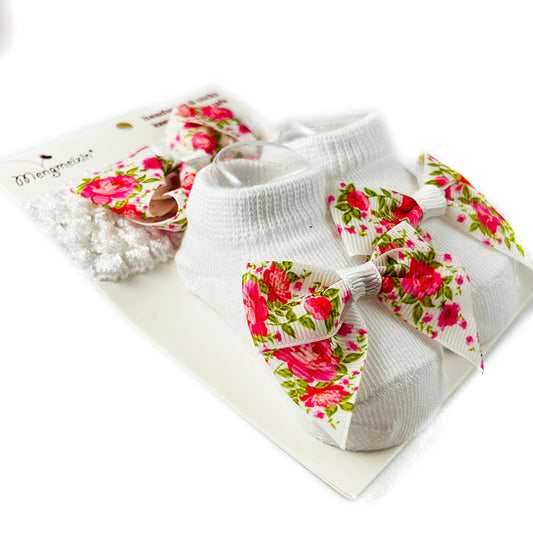 Pink Bow Headband With Booties