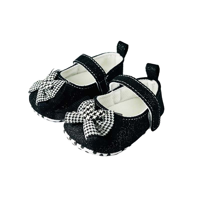 Baby Black Check Bow Booties