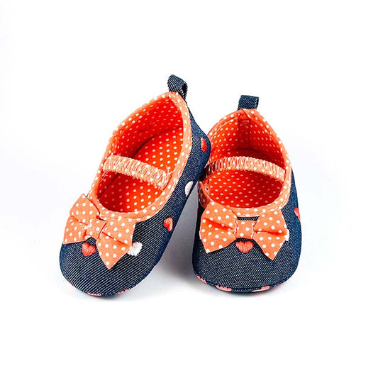 Peach and Blue Bow  Polka Dots Pumps