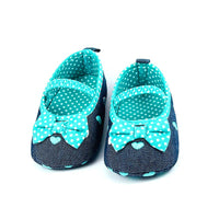 Zinc Green and Blue Bow  Polka Dots Pumps