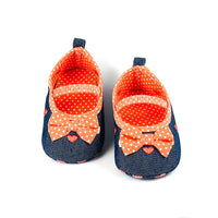 Peach and Blue Bow  Polka Dots Pumps