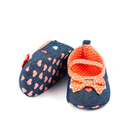 Peach and Blue Bow  Polka Dots Pumps