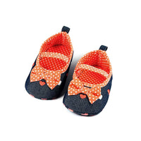 Peach and Blue Bow  Polka Dots Pumps